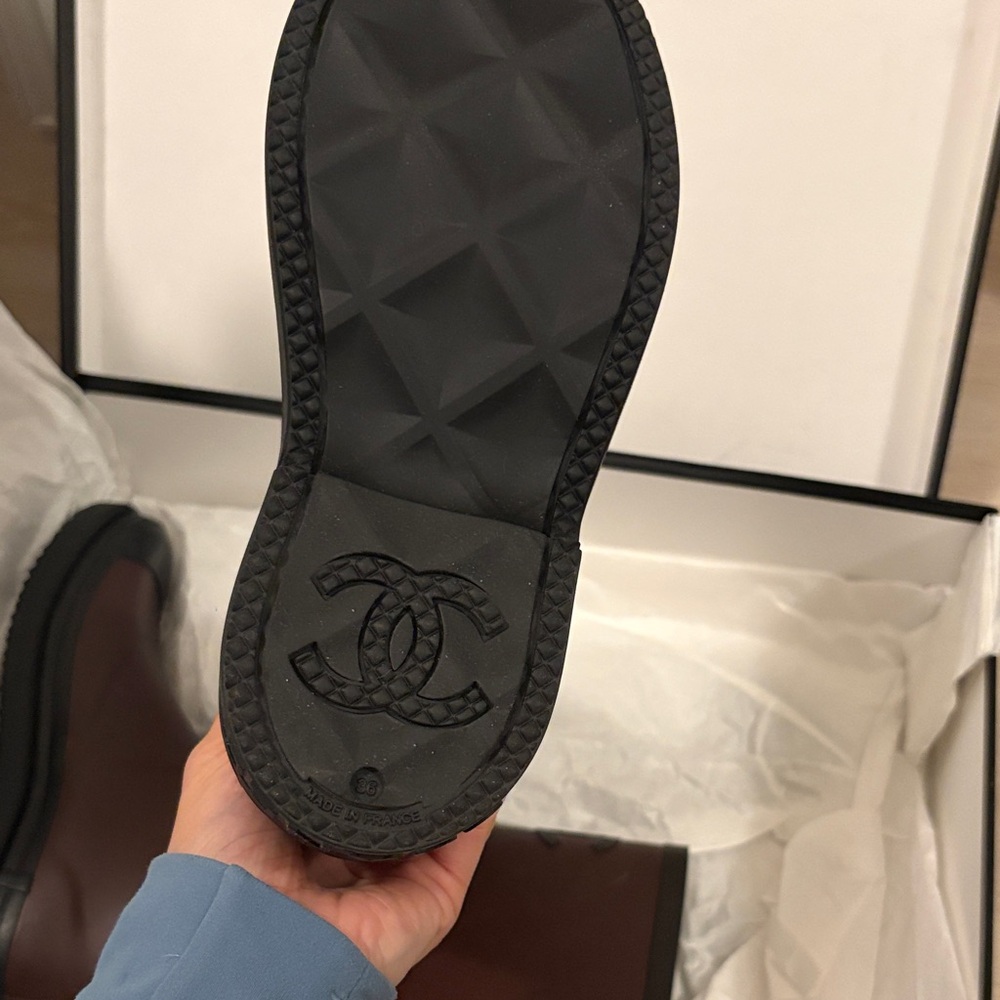 CHANEL Burgundy Rubber Rain Boots with Black Trim- Brand NEW - Picture 3 of 5